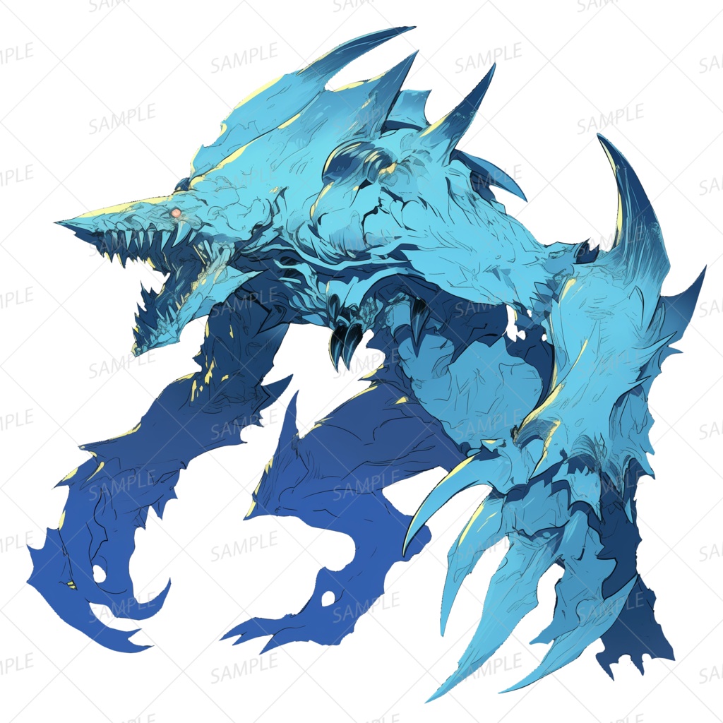 【神話生物】氷海から現れる蒼き牙獣_透過