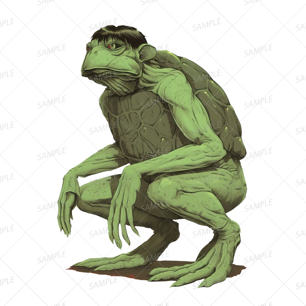 【神話生物】鬼気迫る水辺の妖しき河童_透過