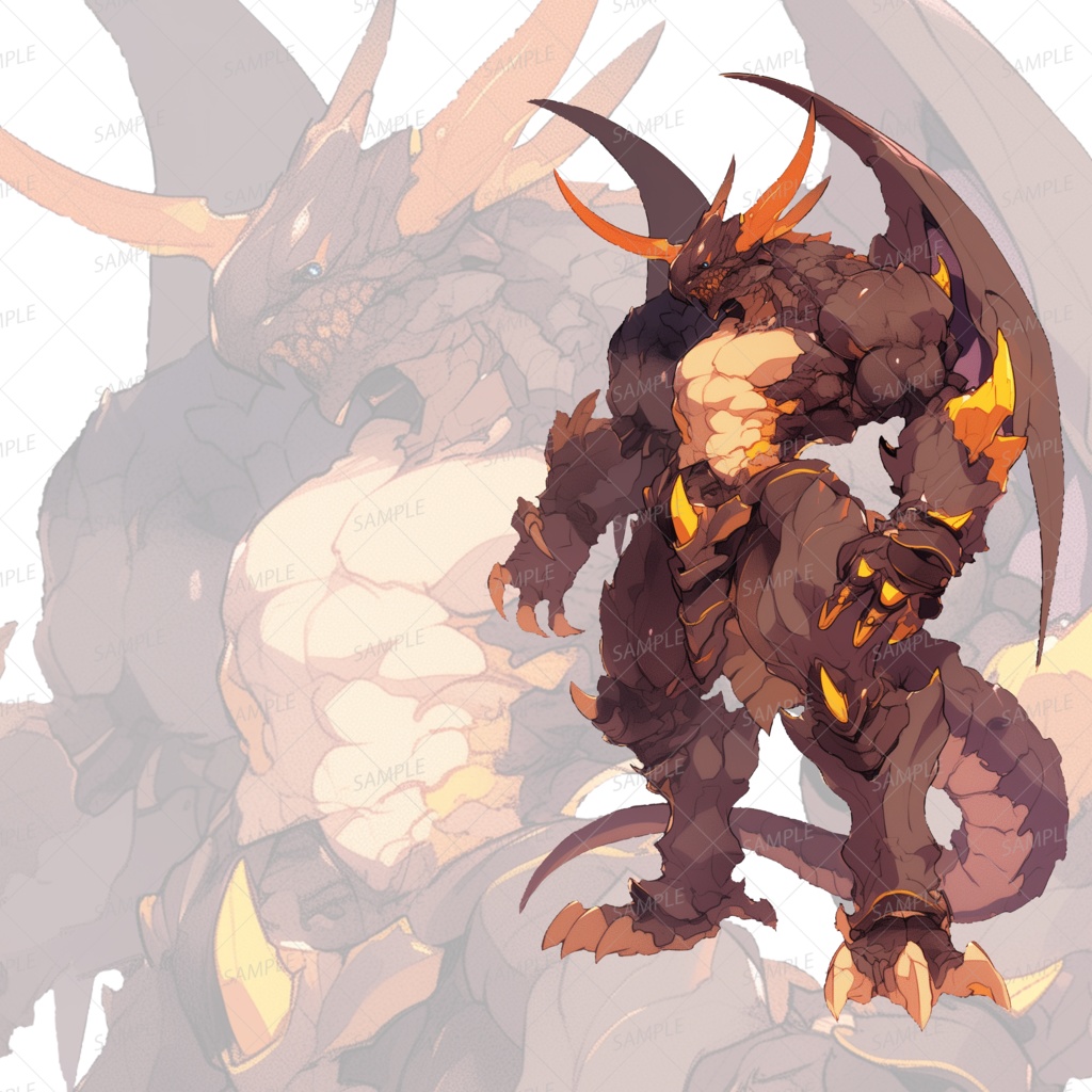 【神話生物】燃えさかる巨炎の魔獣_立ち絵透過
