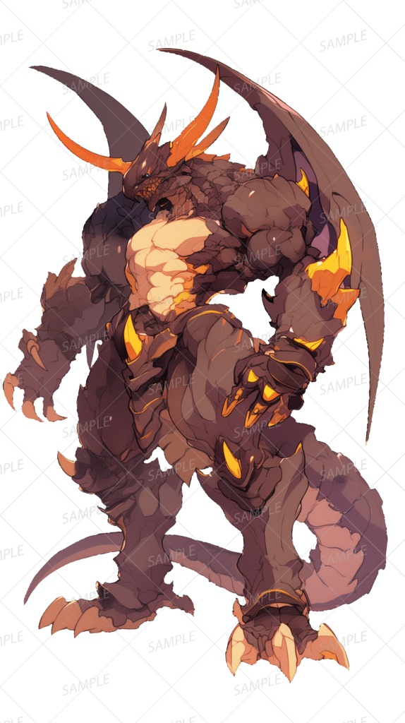 【神話生物】燃えさかる巨炎の魔獣_立ち絵透過