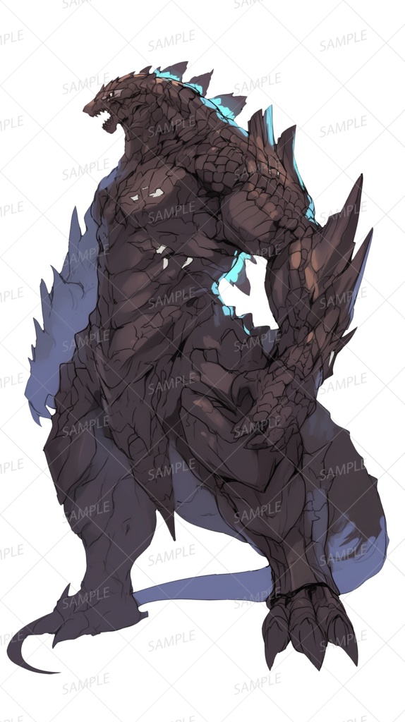 【神話生物】甲殻を纏う黒鋼獣_立ち絵透過