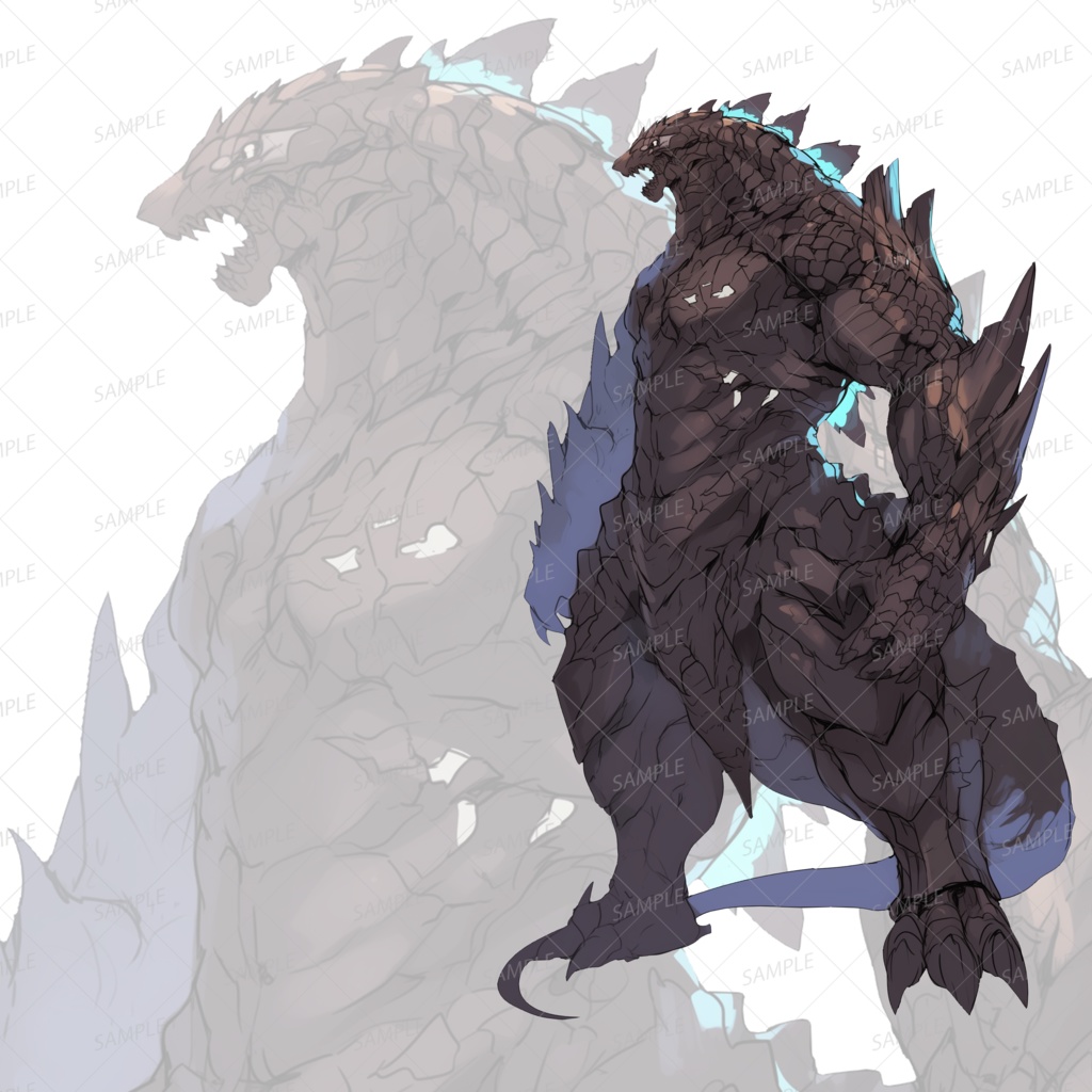 【神話生物】甲殻を纏う黒鋼獣_立ち絵透過