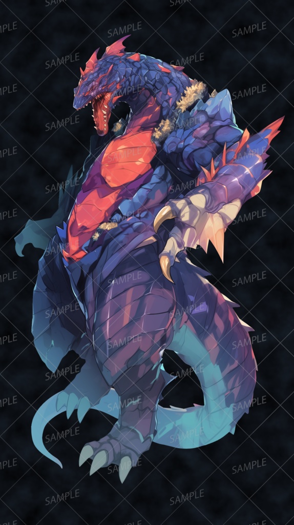 【神話生物】紅の宝玉を持つ深海竜_立ち絵透過