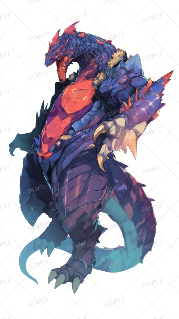 【神話生物】紅の宝玉を持つ深海竜_立ち絵透過