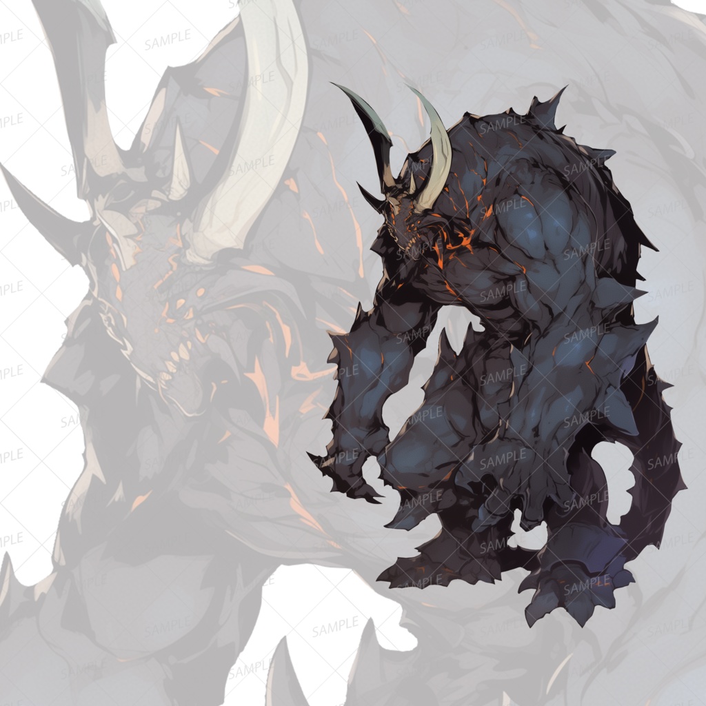 【神話生物】赤熱する熔鉱炉の魔獣_立ち絵透過