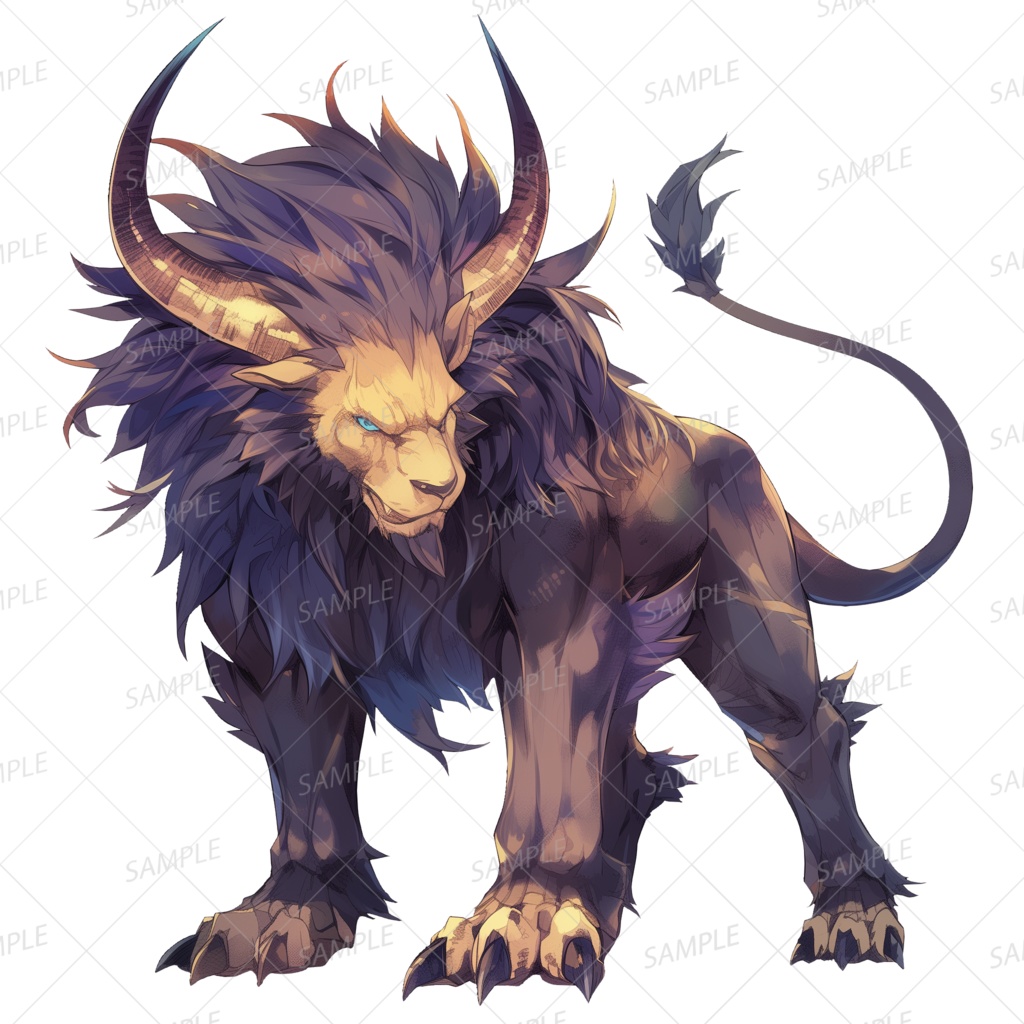 【神話生物】雷角の獅子_透過