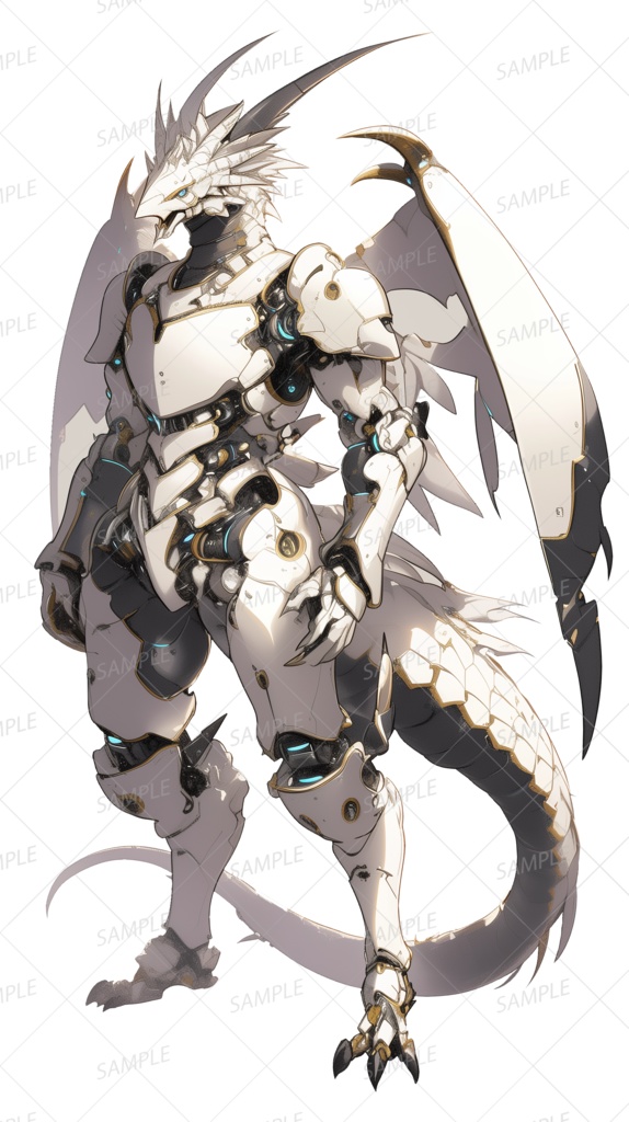 【神話生物】白鋼の輝煌竜機_立ち絵透過