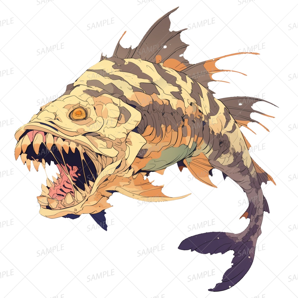 【神話生物】死海泳ぐ骸魚_透過