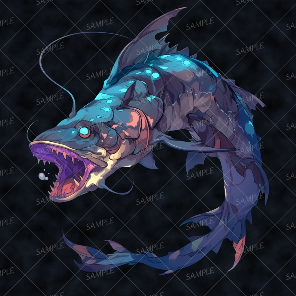 【神話生物】ネオン咬魚_透過