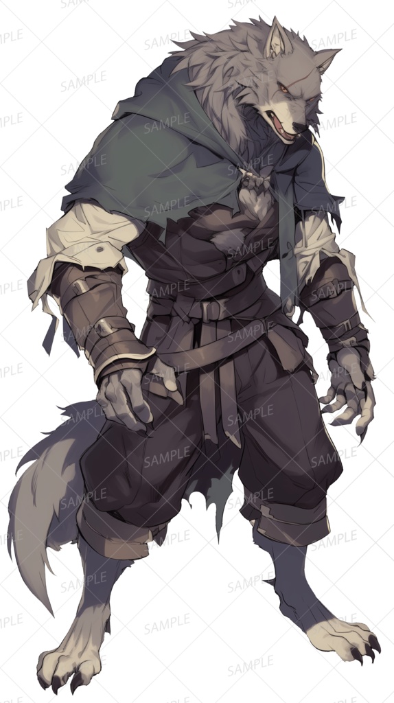 【神話生物】牙と誇りを携えし影狼_立ち絵透過