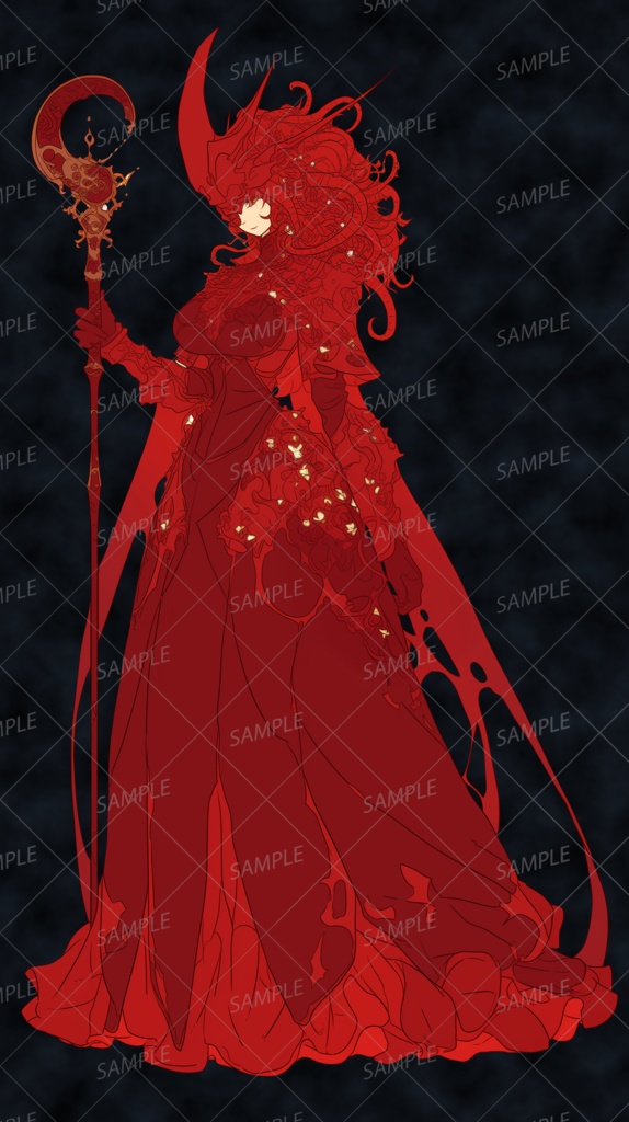 【神話生物】月下に咲く赤の女王_立ち絵透過