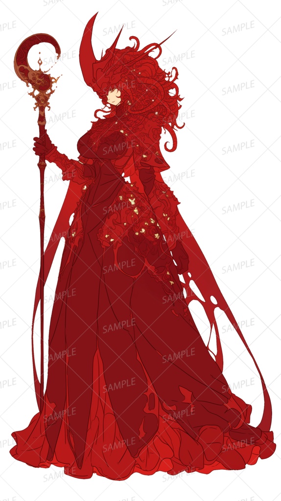 【神話生物】月下に咲く赤の女王_立ち絵透過