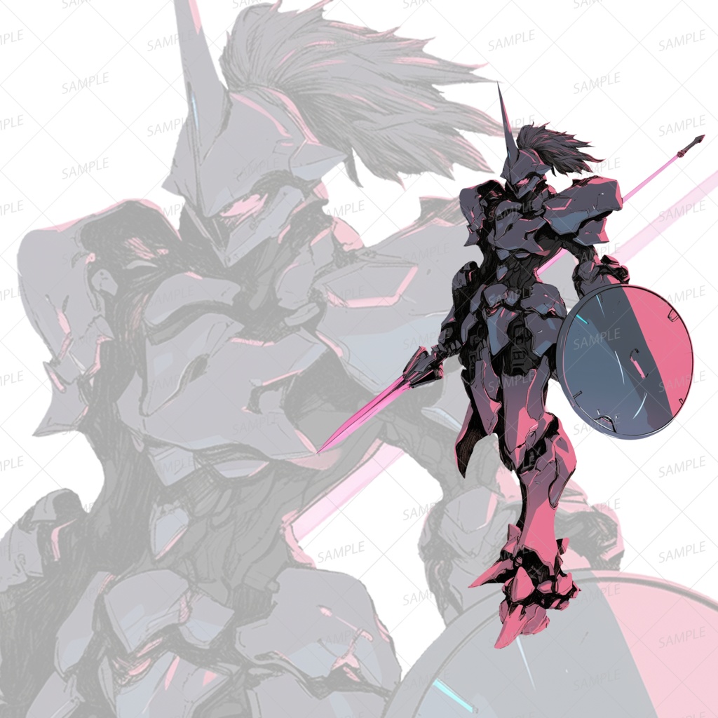 【神話生物】黒盾の機鎧士_立ち絵透過