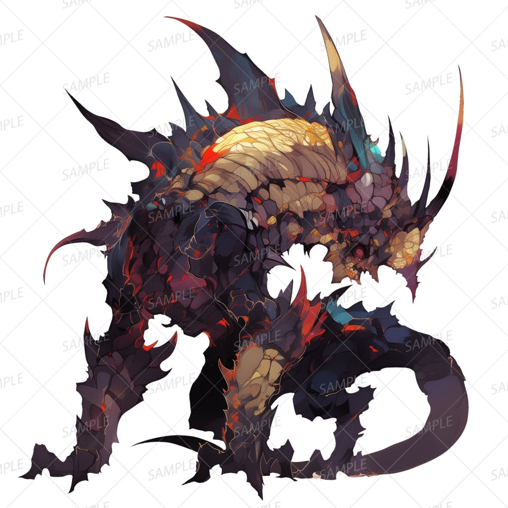 【神話生物】灼黒の背を歩む棘獣_透過