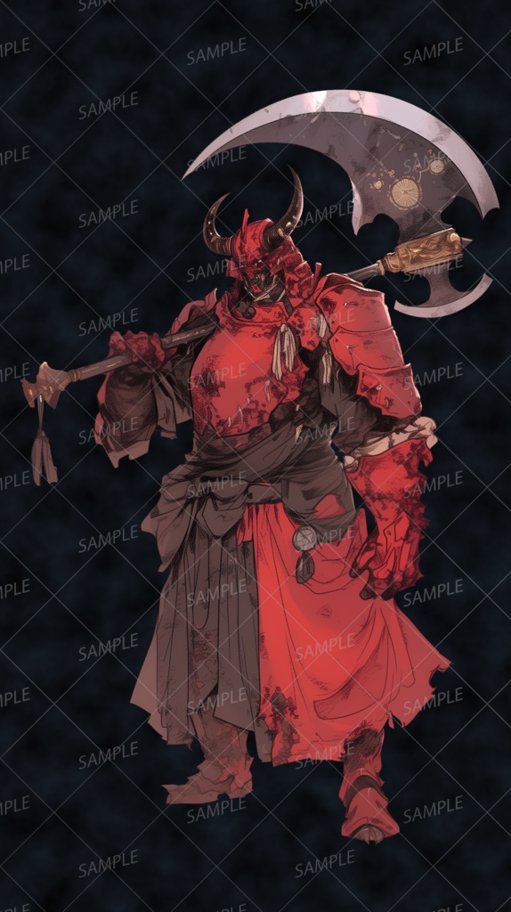 【神話生物】双角の血染め破滅鬼_立ち絵透過