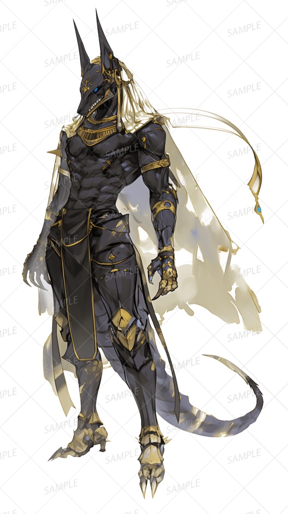 【神話生物】冥界守護者アヌ=ザール_立ち絵透過