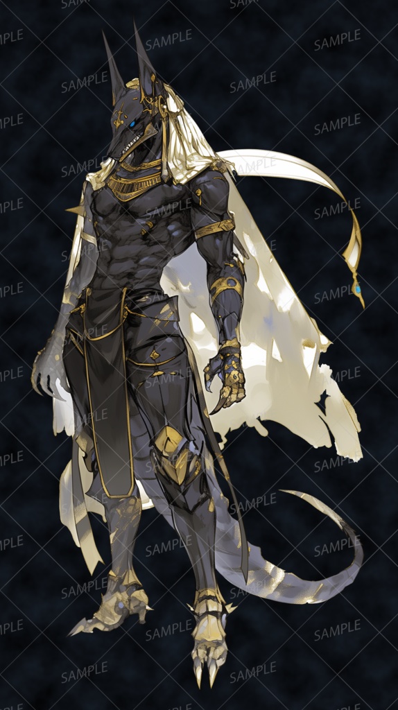 【神話生物】冥界守護者アヌ=ザール_立ち絵透過