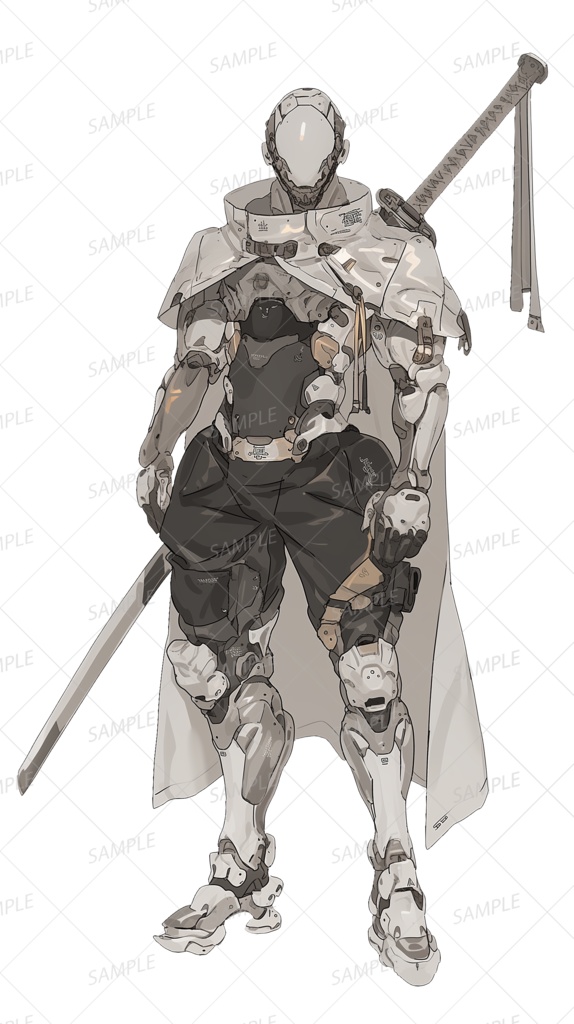 【神話生物】無貌のサイバー侍_立ち絵透過