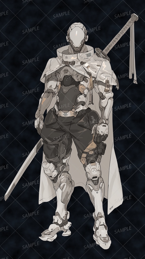 【神話生物】無貌のサイバー侍_立ち絵透過