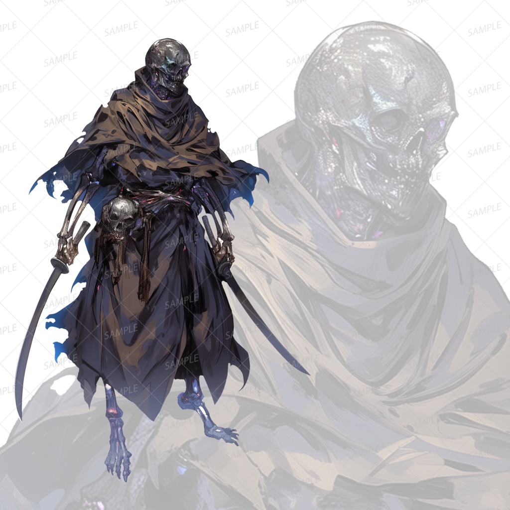 【神話生物】血哭ノ骸骨武者_立ち絵透過