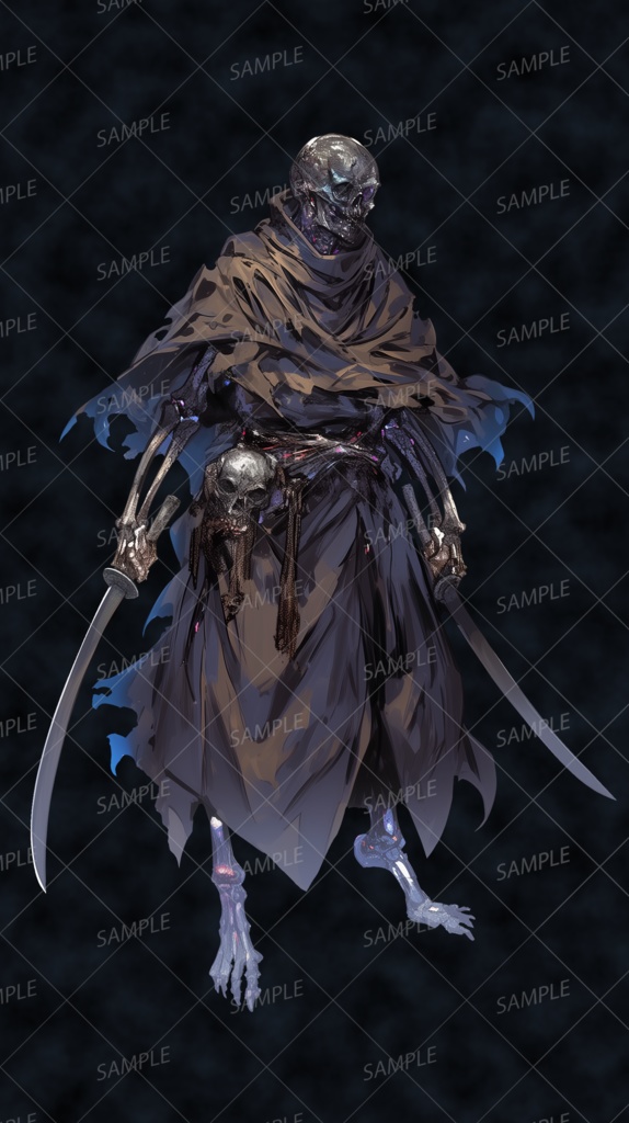 【神話生物】血哭ノ骸骨武者_立ち絵透過