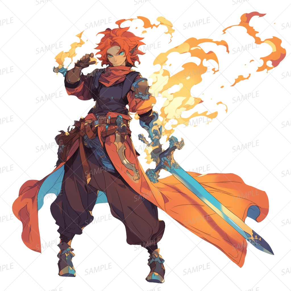 【神話生物】烈火の精霊剣士_透過