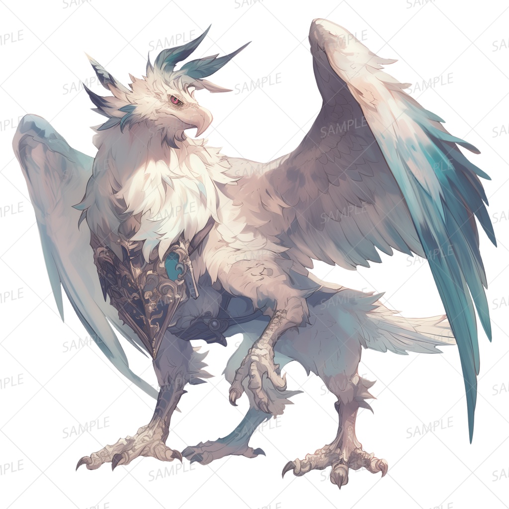【神話生物】天空の白きグリフォン_透過