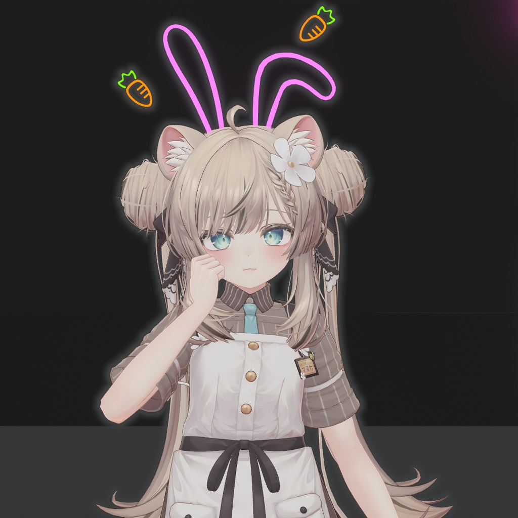 【VRC想定】光るうさ耳 / 髪飾りセット【全アバター対応】