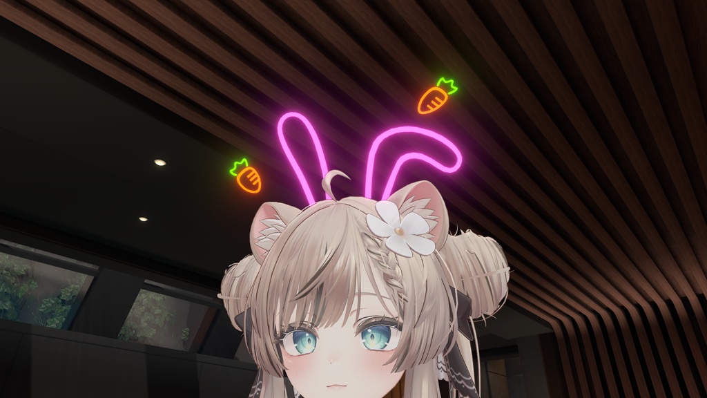 【VRC想定】光るうさ耳 / 髪飾りセット【全アバター対応】