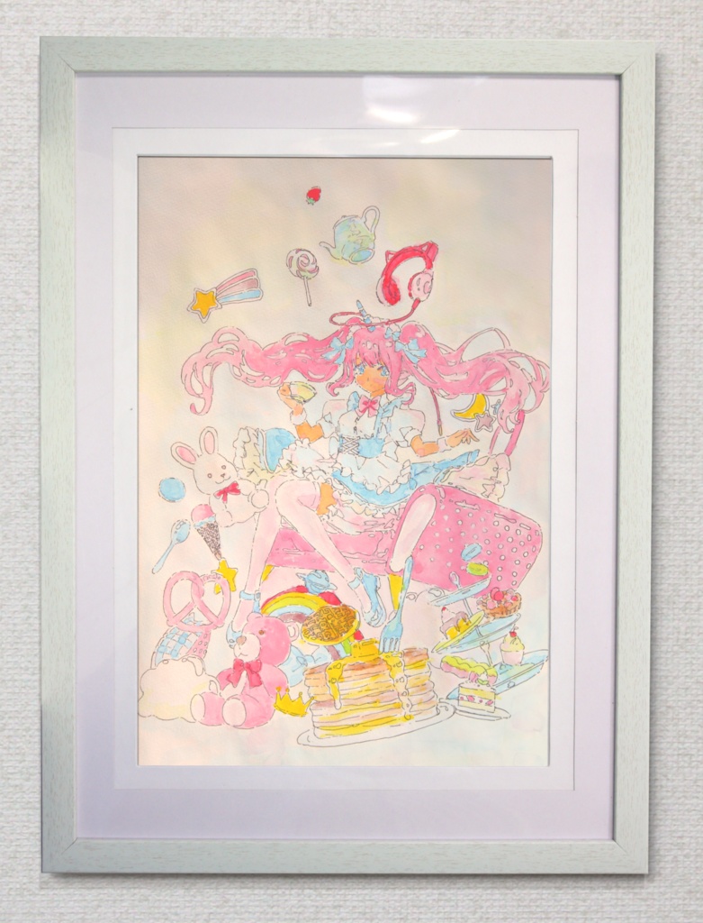 【手描き水彩画イラスト】ユニコーンのメイドさん【水彩・ペン・色鉛筆】