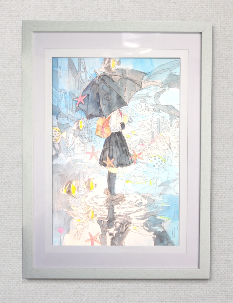 【手描き水彩画イラスト】雨傘【水彩・ペン・色鉛筆】