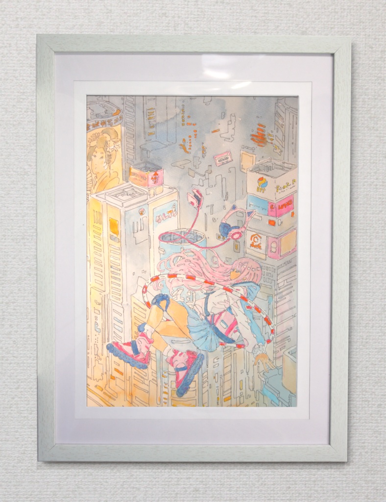 【手描き水彩画イラスト】摩天楼の眩暈【水彩・ペン・色鉛筆】