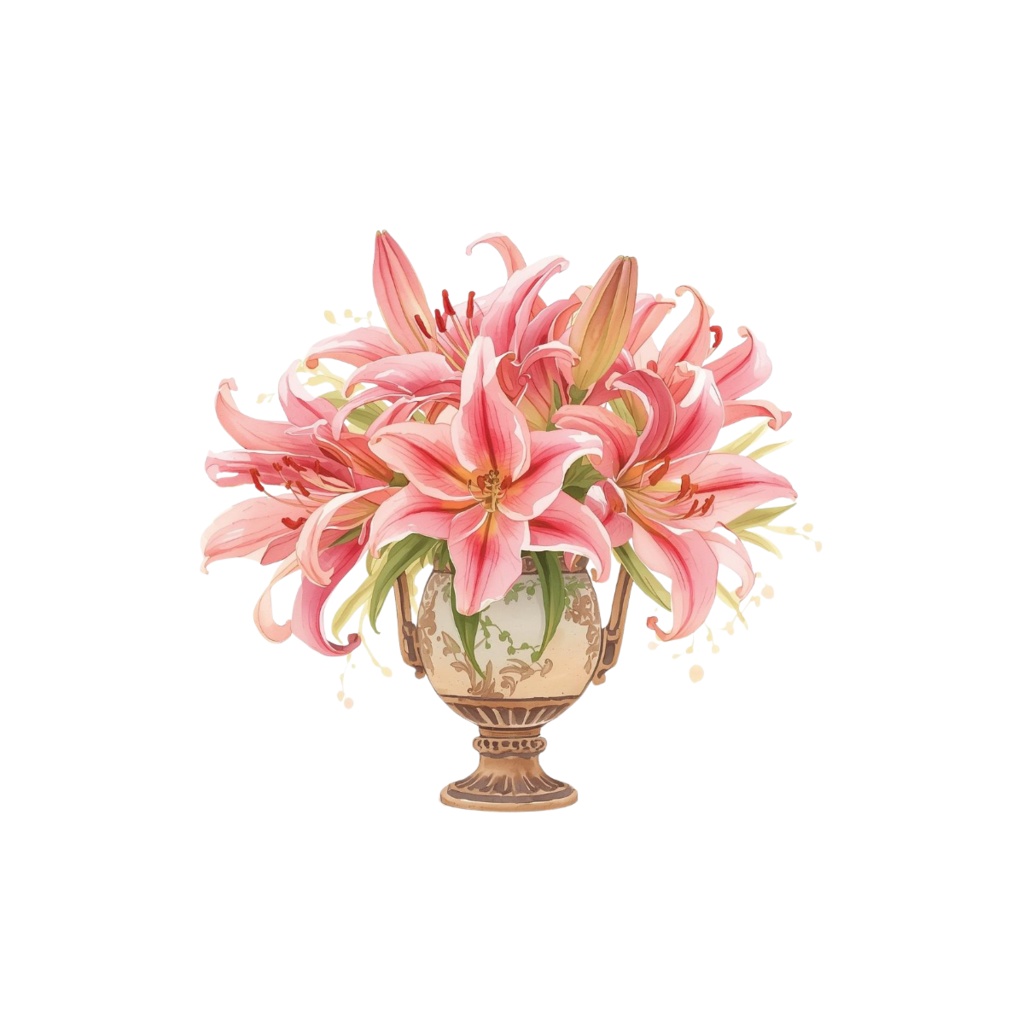 水彩ピンクのルノルマン・シンボルアイコンセット:全36種(透過背景・PNG形式)