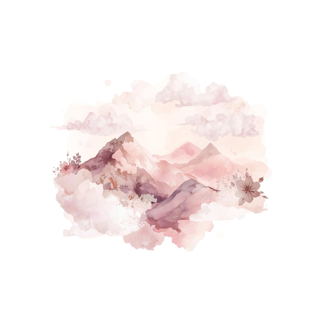 水彩ピンクのルノルマン・シンボルアイコンセット:全36種(透過背景・PNG形式)