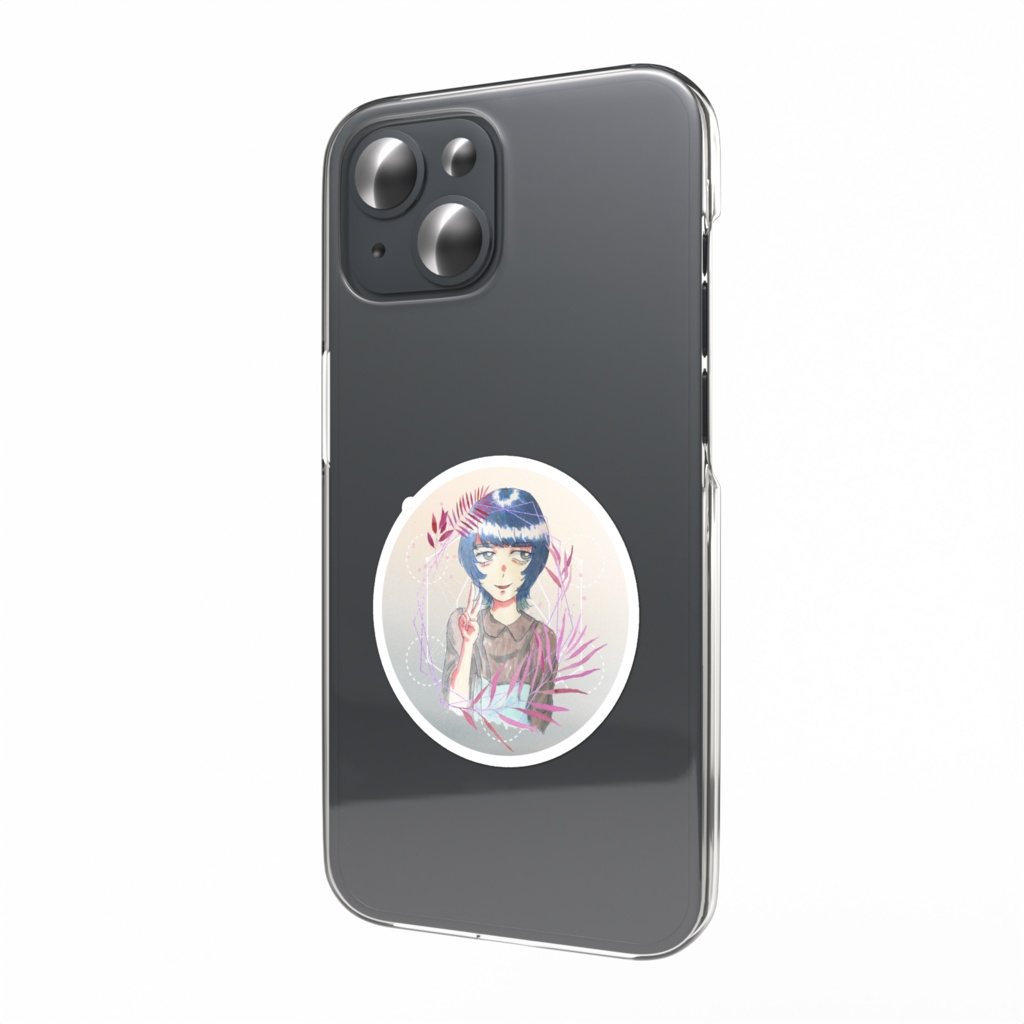 青髪ウルフちゃんスマホステッカー