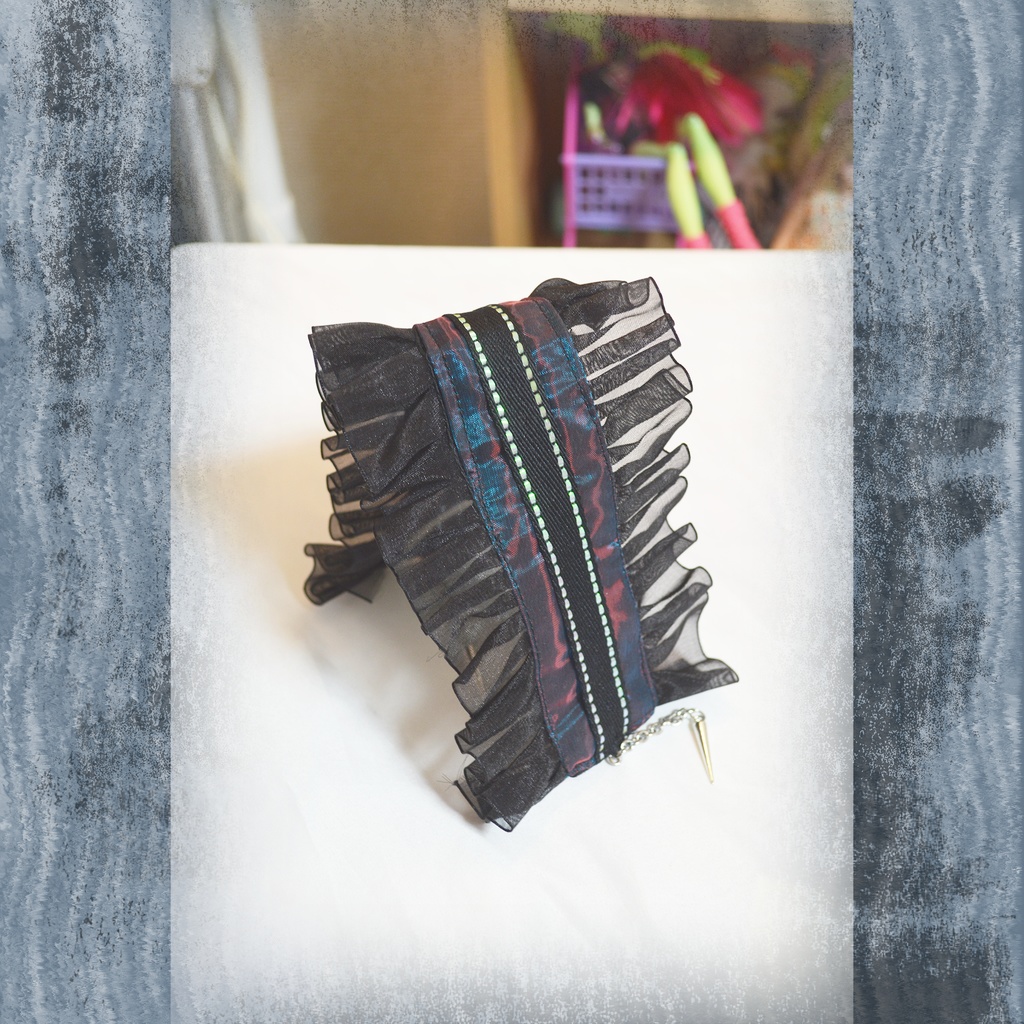 夕暮れと夜の偏光青・赤ヘッドドレス