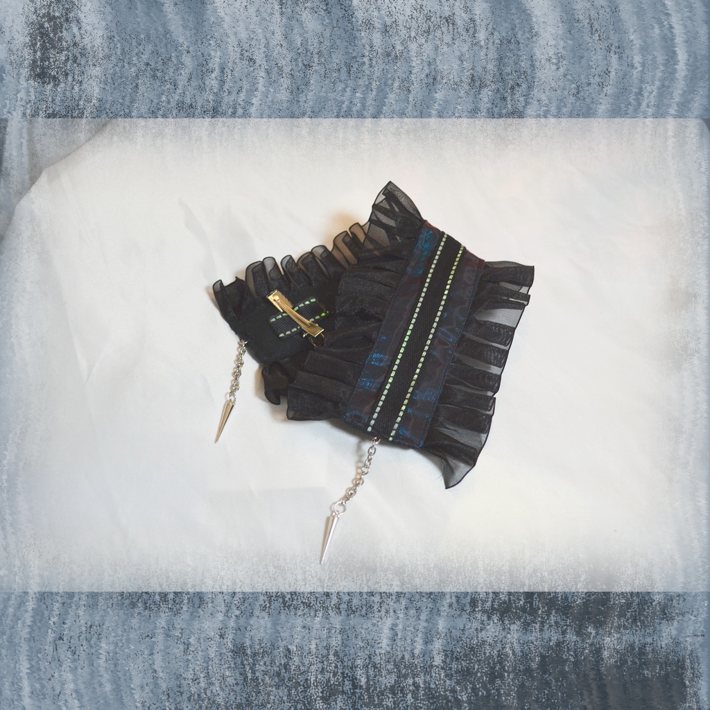 夕暮れと夜の偏光青・赤ヘッドドレス