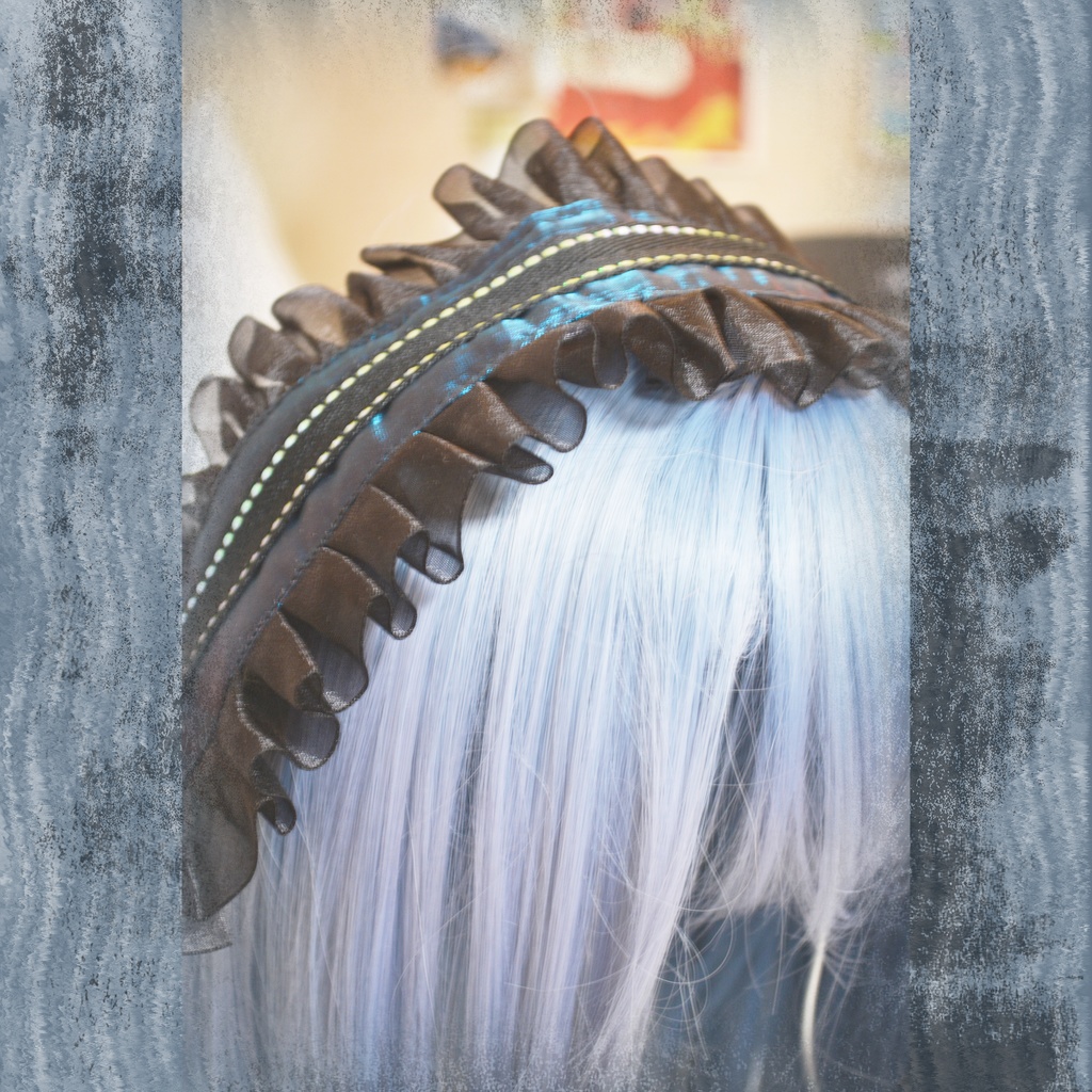 夕暮れと夜の偏光青・赤ヘッドドレス