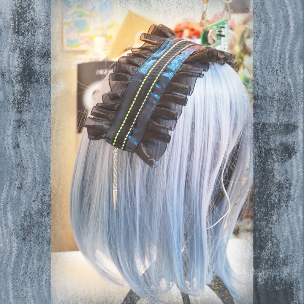 夕暮れと夜の偏光青・赤ヘッドドレス