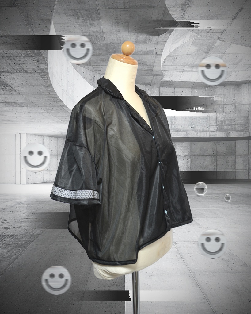 居座り開襟シャツ(黒)