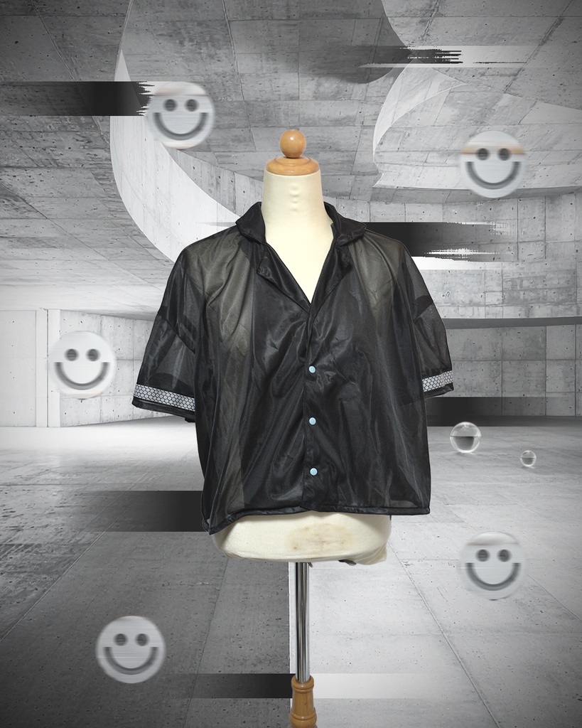 居座り開襟シャツ(黒)