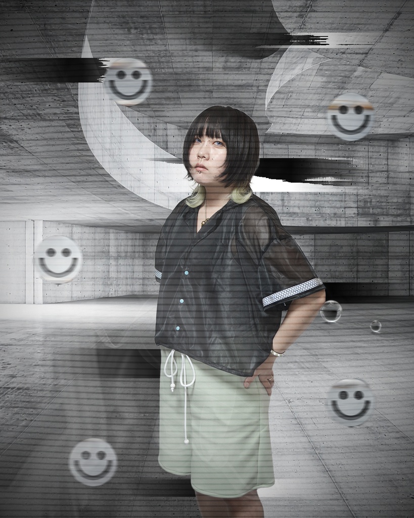 居座り開襟シャツ(黒)