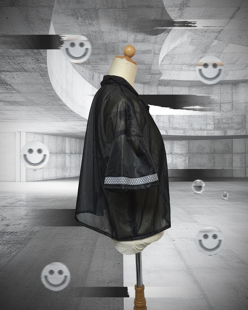 居座り開襟シャツ(黒)