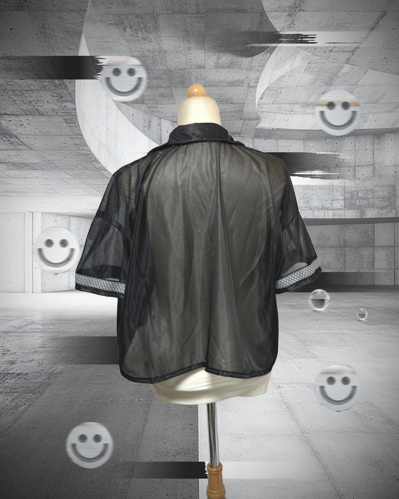 居座り開襟シャツ(黒)