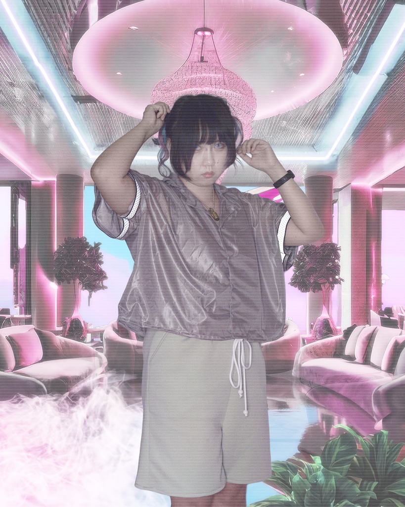 居座り開襟シャツ(グレー)