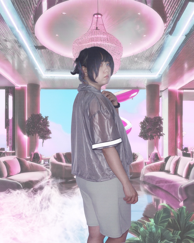 居座り開襟シャツ(グレー)