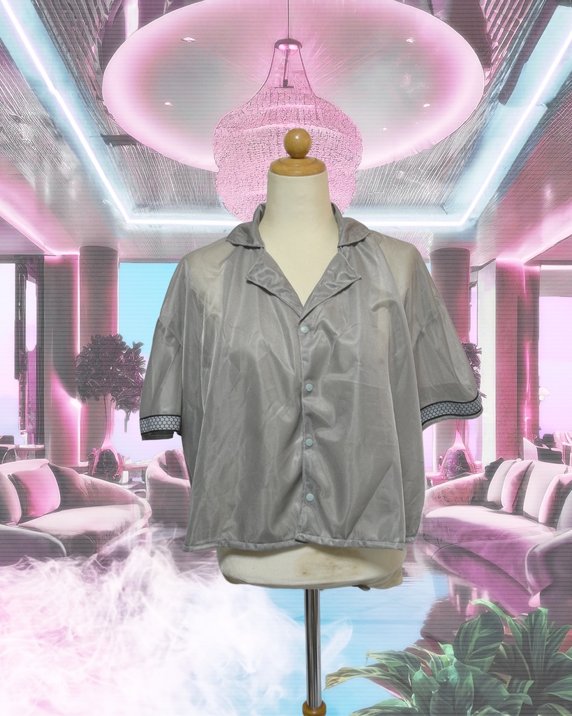 居座り開襟シャツ(グレー)