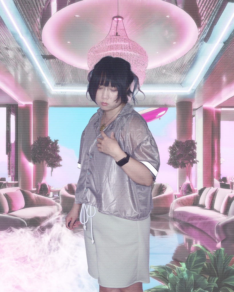 居座り開襟シャツ(グレー)