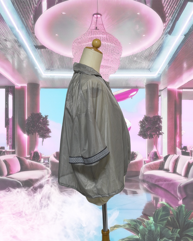 居座り開襟シャツ(グレー)