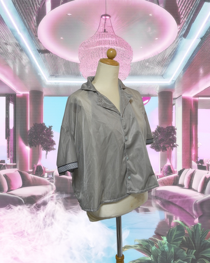 居座り開襟シャツ(グレー)